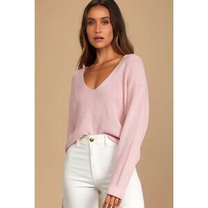 Lulus Feel It Still Blush Knit Sweater Pink - Size S
